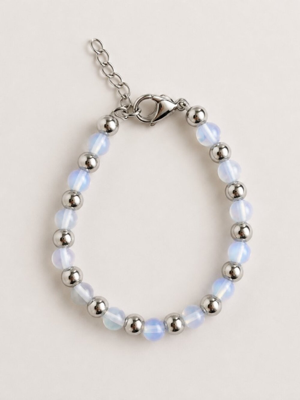 Handmade Opalescent Stainless Steel Beaded Bracelet